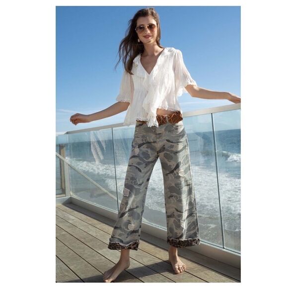 POL Grey Camo Jeans with Leopard Trim - Picture 10 of 15